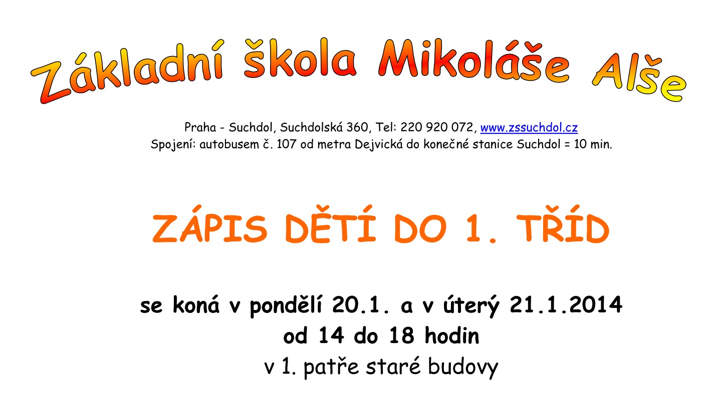 zápis ZŠ M. Alše - 2014