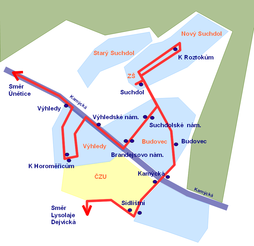 schema trasy midibusu 359