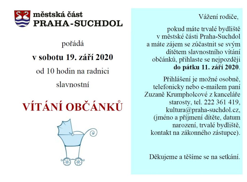 Slavnostní vítání občánků už v září